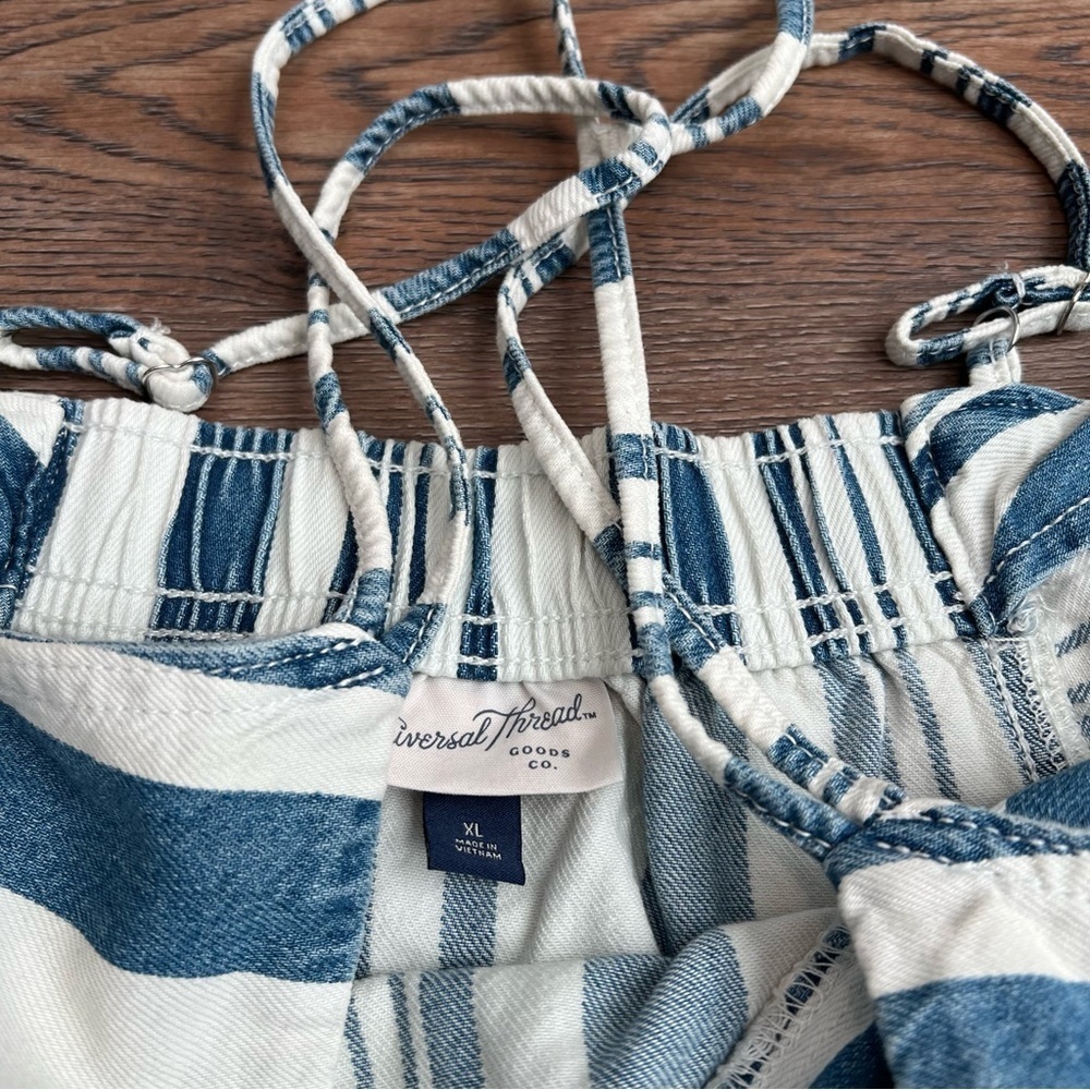 NWT Women's Striped Denim Tank Top - Universal Thread Navy XL - Picture 4 of 7